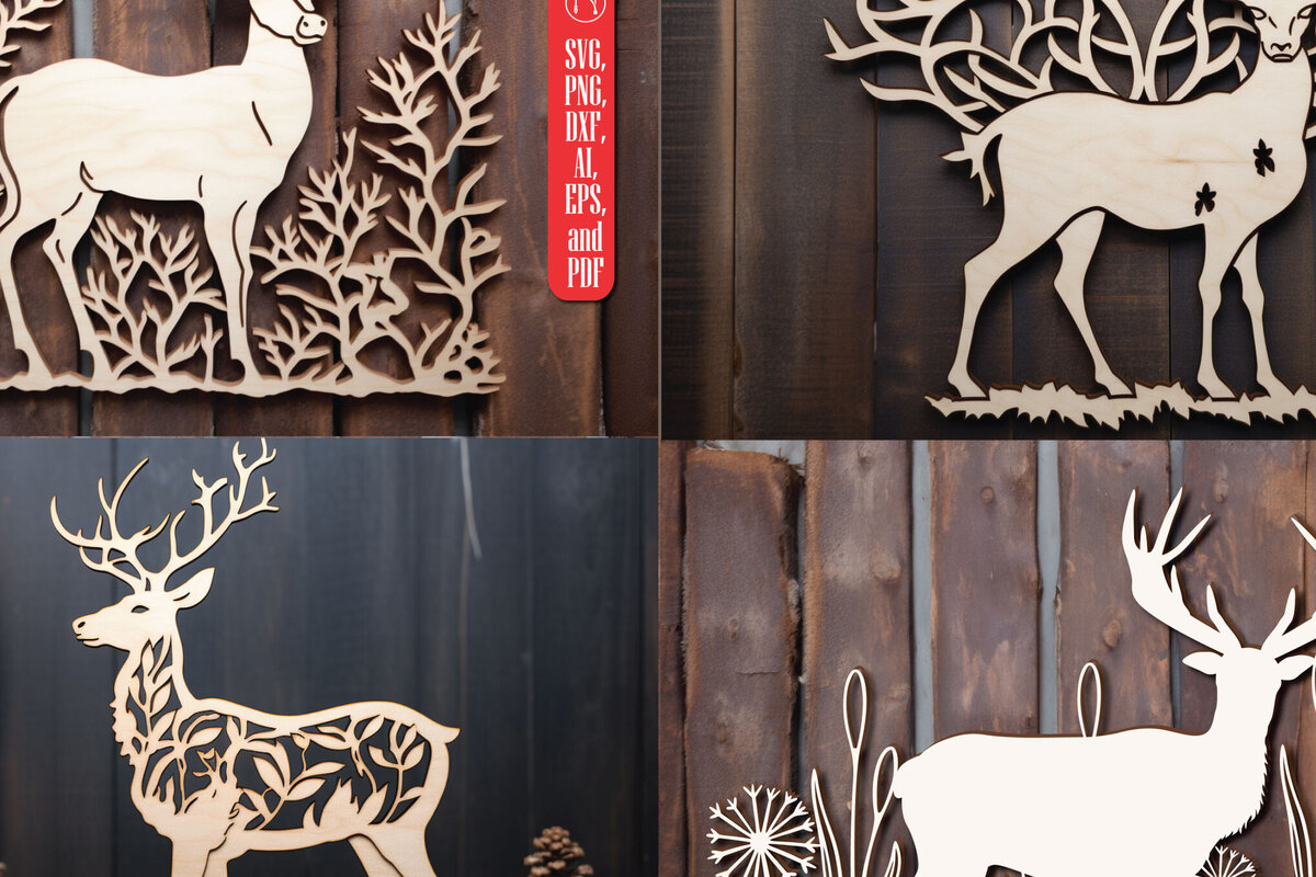 Intra απο ξύλο plywood 3mm-4mm πάχος - Cricut Laser Cut Deer  Decor Bundle Δίασταση 30x20 cm INTRAFABR-88581069