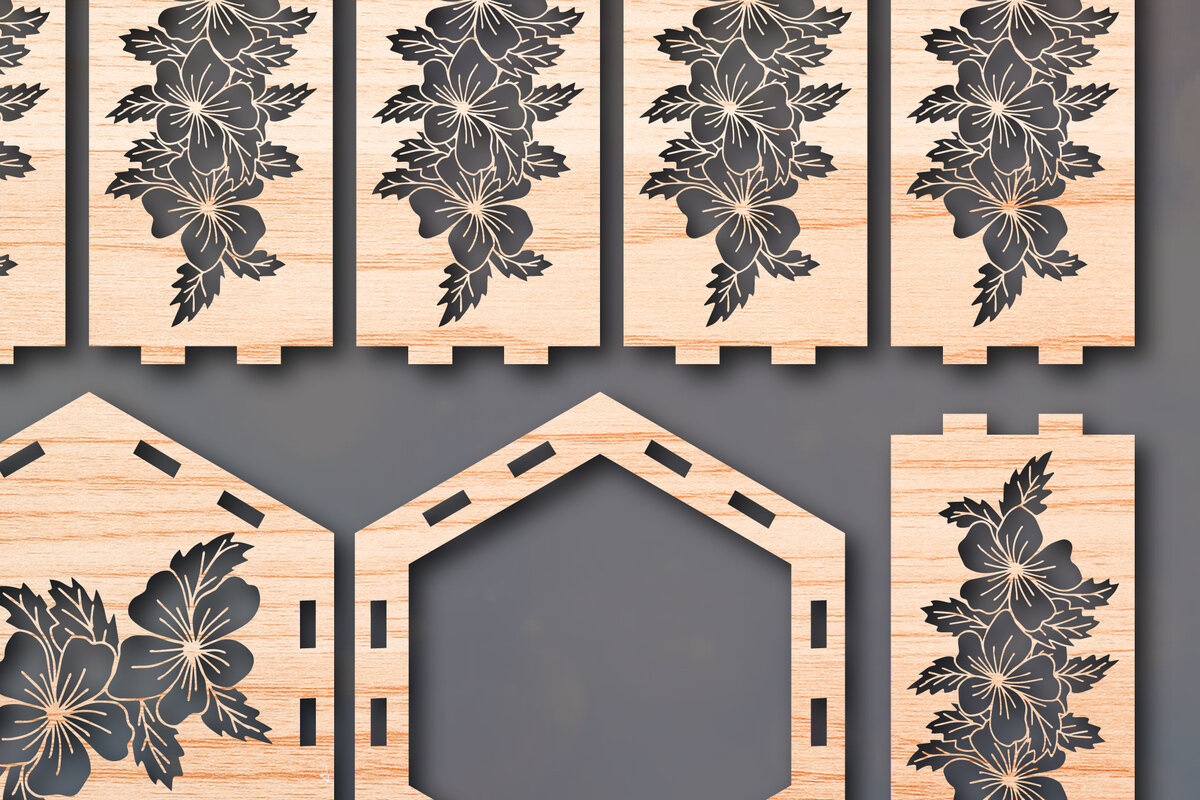 Intra απο ξύλο plywood 3mm-4mm πάχος - Cricut Laser Cut Flower Lantern  Δίασταση 25x25 cm INTRAFABR-48670229