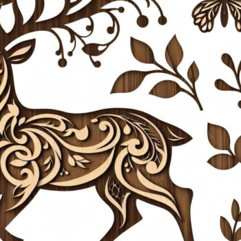 Intra απο ξύλο plywood 3mm-4mm πάχος - Cricut Laser Cut Panno Deer Δίασταση 40x50 cm INTRAFABR-88518531 - Image 1