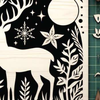 Intra απο ξύλο plywood 3mm-4mm πάχος - Cricut Laser Cut Panno Deer Δίασταση 40x50 cm INTRAFABR-88510185 - Image 1