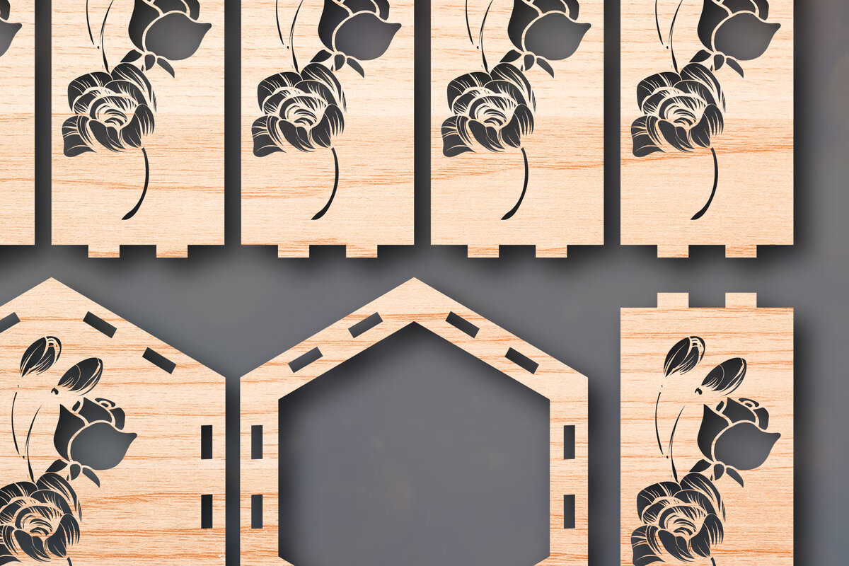 Intra απο ξύλο plywood 3mm-4mm πάχος - Cricut Laser Cut Rose Flower Lantern  Δίασταση 25x25 cm INTRAFABR-48583681