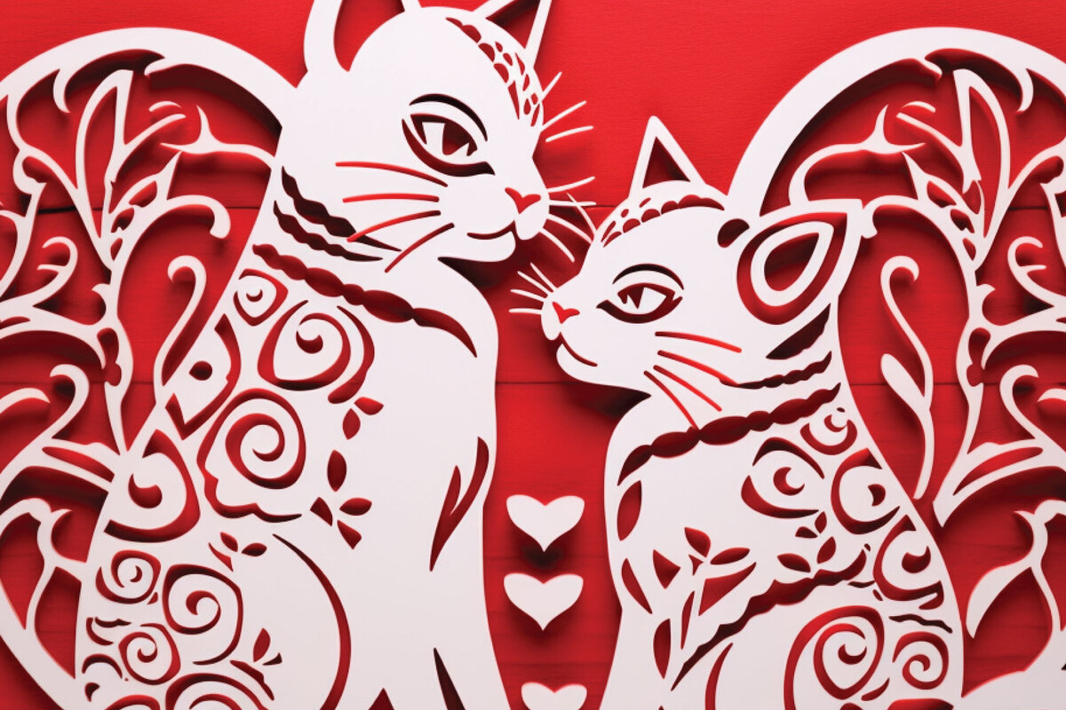 Intra απο ξύλο plywood 3mm-4mm πάχος - Cricut Laser Cut Valentine Cat  Δίασταση 4x4 cm INTRAFABR-88665904