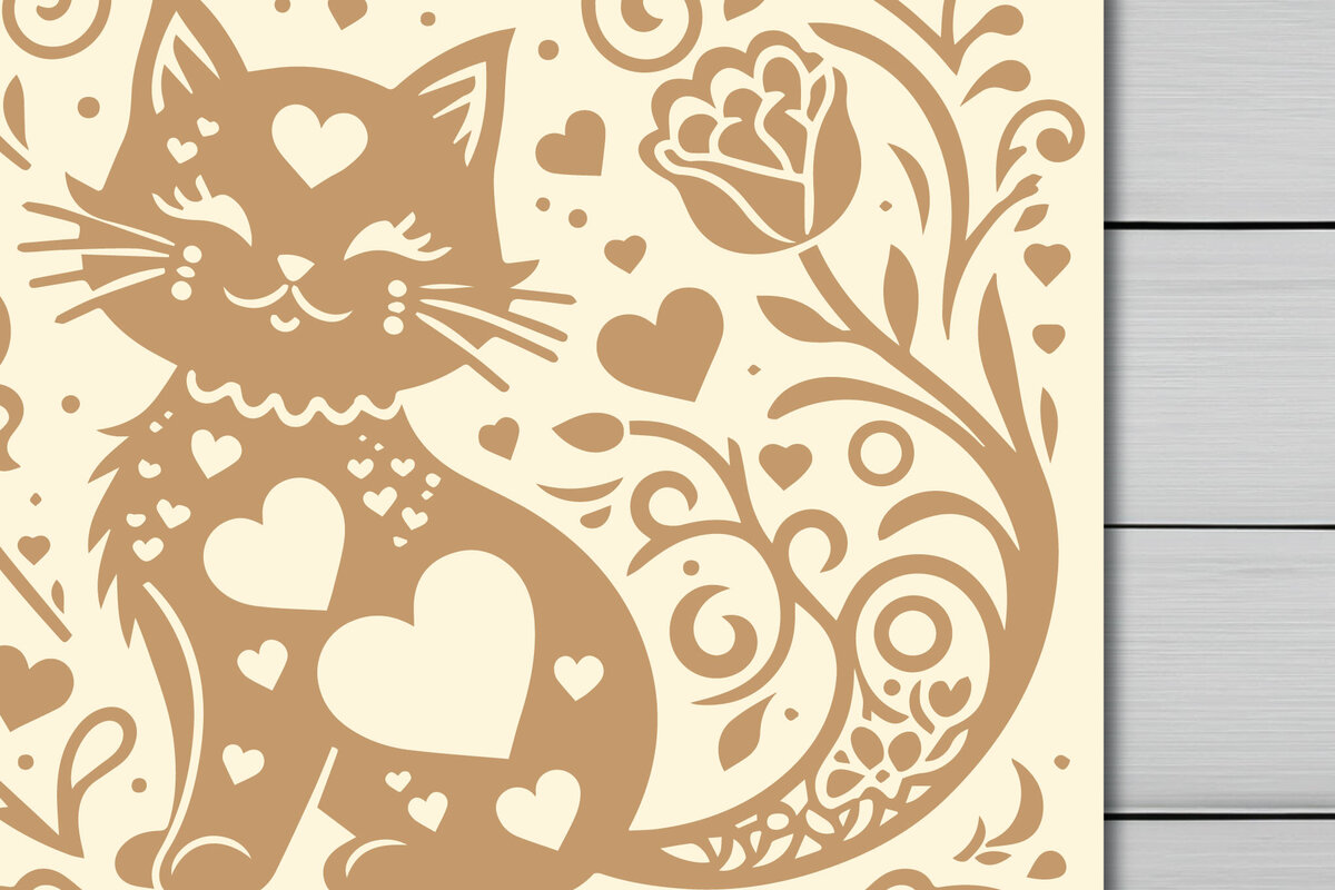 Intra απο ξύλο plywood 3mm-4mm πάχος - Cricut Laser Cut Valentine Cat  Δίασταση 4x4 cm INTRAFABR-88663364