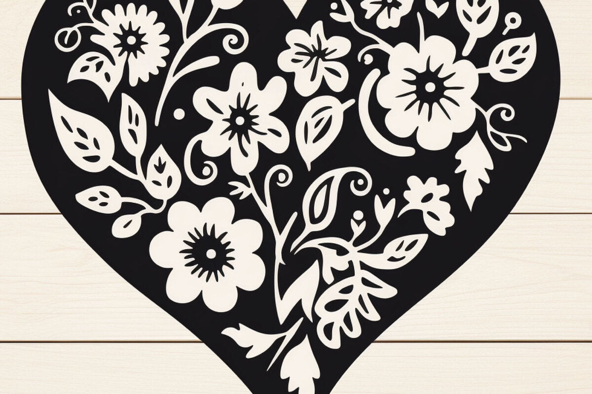 Intra απο ξύλο plywood 3mm-4mm πάχος - Cricut Paper Cut Floral Heart  Δίασταση 4x4 cm INTRAFABR-88491426