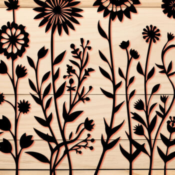 Intra απο ξύλο plywood 3mm-4mm πάχος - Πακέτο  με χαρτί Cricut Cut Wild Flowers Δίασταση 30x20 cm INTRAFABR-89284901 - Image 1