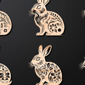 Intra απο ξύλο plywood 3mm-4mm πάχος - Cricut RABBITS Πασχαλινό Laser Cut   Δίασταση 4x4 cm INTRAFABR-112389623 - Image 1