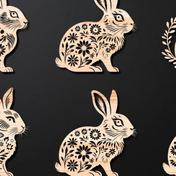 Intra απο ξύλο plywood 3mm-4mm πάχος - Cricut RABBITS Πασχαλινό Laser Cut Δίασταση 4x4 cm INTRAFABR-112389652 - Image 1