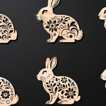 Intra απο ξύλο plywood 3mm-4mm πάχος - Cricut RABBITS Πασχαλινό Laser Cut Δίασταση 4x4 cm INTRAFABR-112389618 - Image 1