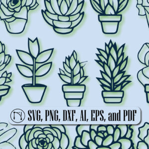 Intra απο ξύλο plywood 3mm-4mm πάχος - Cricut SUCCULENTS  Cut File Bundle Δίασταση 10x15 cm INTRAFABR-89522533