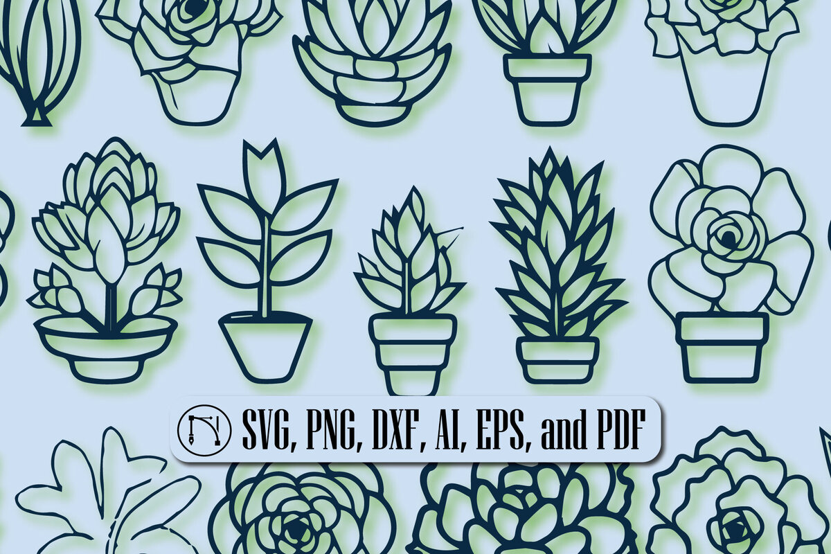 Intra απο ξύλο plywood 3mm-4mm πάχος - Cricut SUCCULENTS  Cut File Bundle Δίασταση 10x15 cm INTRAFABR-89522533