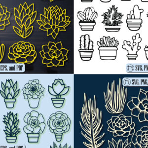 Intra απο ξύλο plywood 3mm-4mm πάχος - Cricut SUCCULENTS  Cut File Bundle Δίασταση 10x15 cm INTRAFABR-89523233