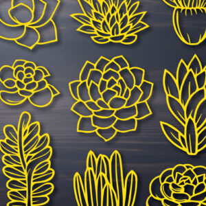 Intra απο ξύλο plywood 3mm-4mm πάχος - Cricut SUCCULENTS  Cut File Bundle Δίασταση 10x15 cm INTRAFABR-89504356