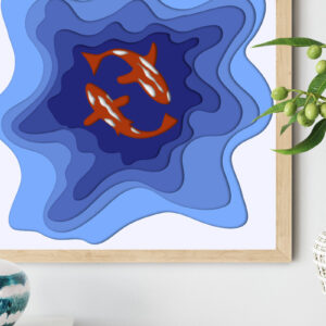 Intra απο ξύλο plywood 3mm-4mm πάχος - Αρχεία Cricut  FISH PANEL Δίασταση 15x15 cm INTRAFABR-10421004