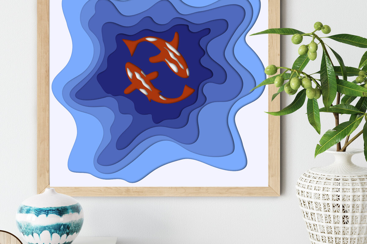 Intra απο ξύλο plywood 3mm-4mm πάχος - Αρχεία Cricut  FISH PANEL Δίασταση 15x15 cm INTRAFABR-10421004