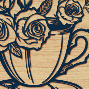 Intra απο ξύλο plywood 3mm-4mm πάχος - Σετ τσαγιού Cricut με λουλούδια  Δίασταση 4x4 cm INTRAFABR-91068290