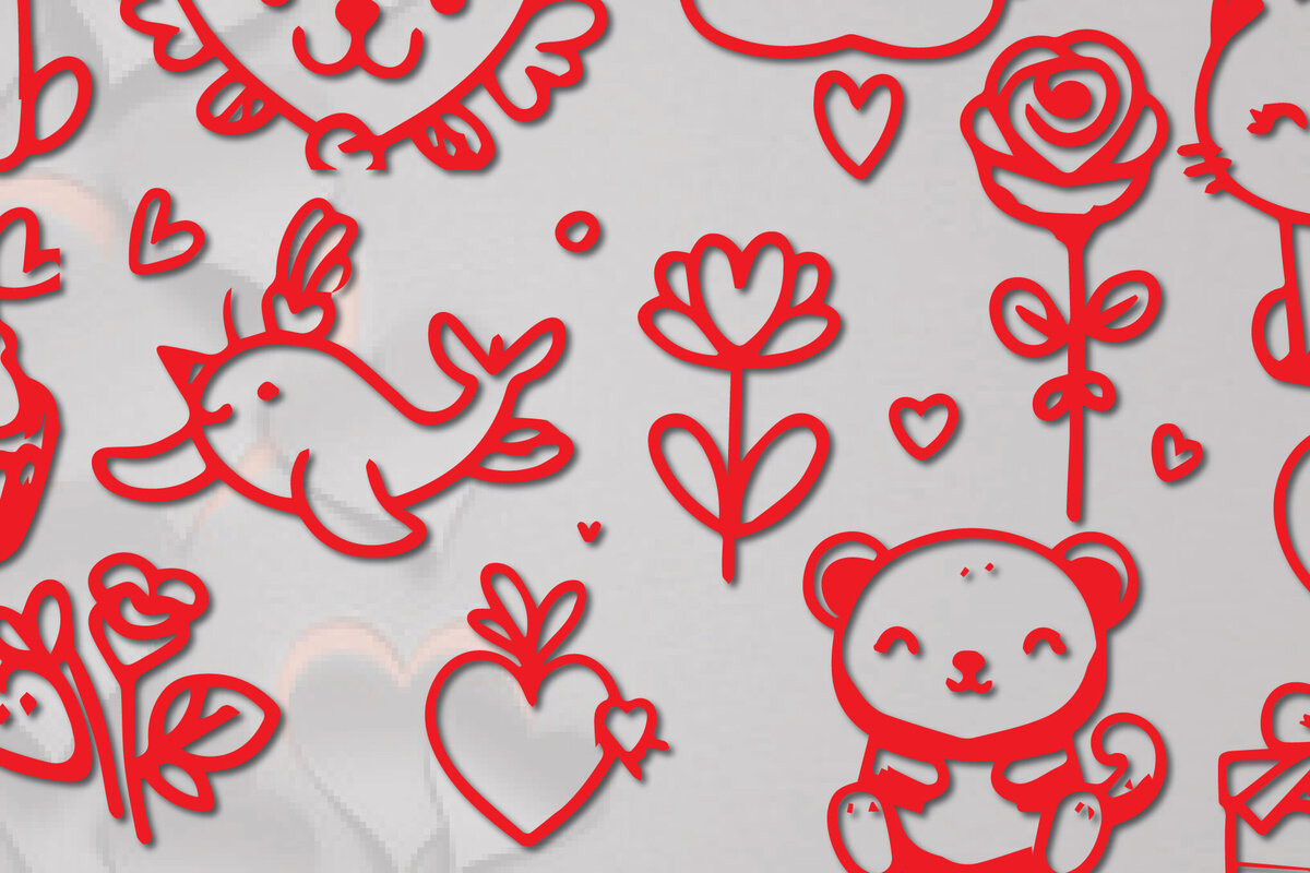 Intra απο ξύλο plywood 3mm-4mm πάχος - Πακέτο Cricut Valentine Animal  Δίασταση 4x4 cm INTRAFABR-86270729