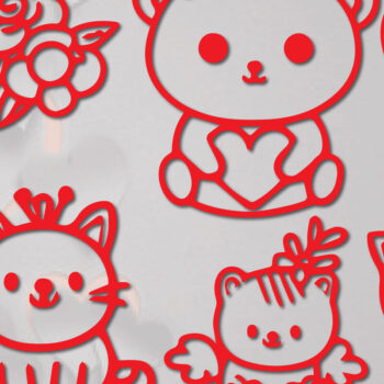 Intra απο ξύλο plywood 3mm-4mm πάχος - Πακέτο Cricut Valentine Animal  Δίασταση 4x4 cm INTRAFABR-86270790 - Image 1