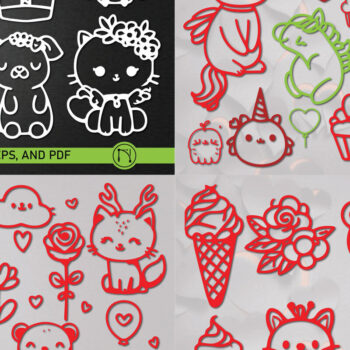 Intra απο ξύλο plywood 3mm-4mm πάχος - Πακέτο Cricut Valentine Animal  Δίασταση 4x4 cm INTRAFABR-86279048 - Image 1