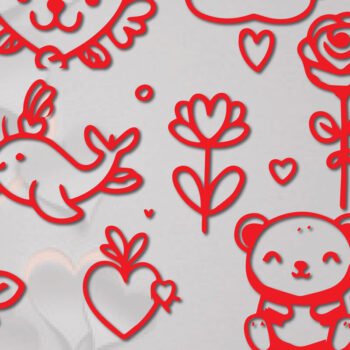 Intra απο ξύλο plywood 3mm-4mm πάχος - Πακέτο Cricut Valentine Animal  Δίασταση 4x4 cm INTRAFABR-86279048 - Image 4