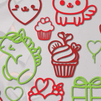 Intra απο ξύλο plywood 3mm-4mm πάχος - Πακέτο Cricut Valentine Animal  Δίασταση 4x4 cm INTRAFABR-86279048 - Image 5