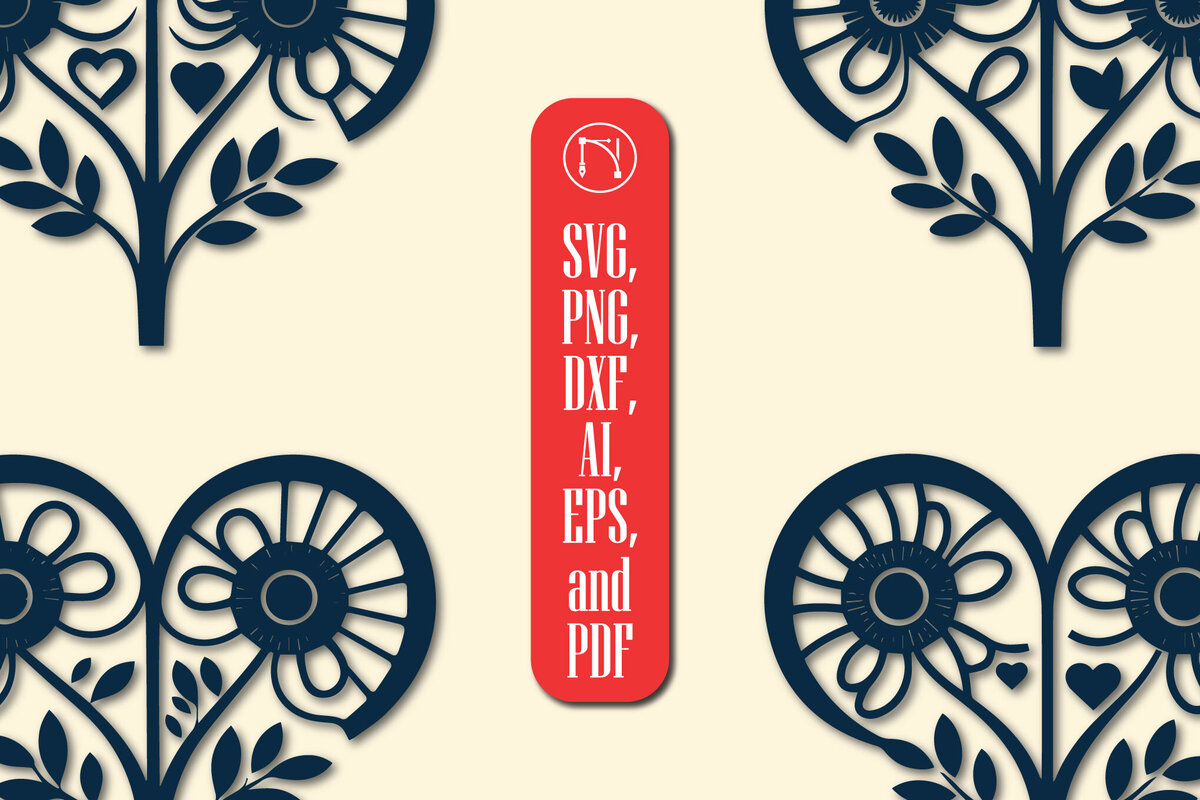 Intra απο ξύλο plywood 3mm-4mm πάχος - Πακέτο Cricut Valentine Floral Heart  Δίασταση 4x4 cm INTRAFABR-86211697