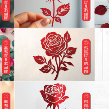 Intra απο ξύλο plywood 3mm-4mm πάχος - Πακέτο Cricut Valentine Rose  Δίασταση 4x4 cm INTRAFABR-112880665 - Image 1