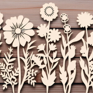Intra απο ξύλο plywood 3mm-4mm πάχος - Πακέτο Cricut Wildflowers  Δίασταση 30x20 cm INTRAFABR-87020948
