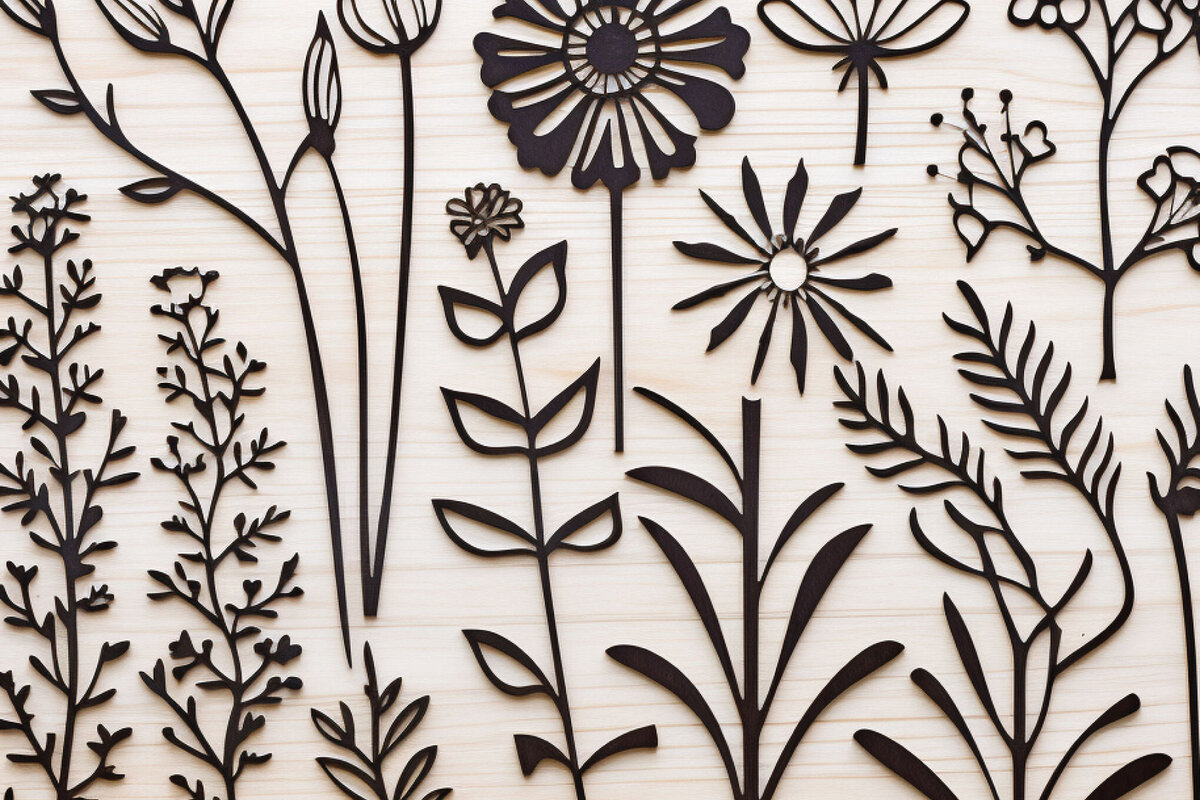 Intra απο ξύλο plywood 3mm-4mm πάχος - Πακέτο Cricut Wildflowers  Δίασταση 30x20 cm INTRAFABR-87021216