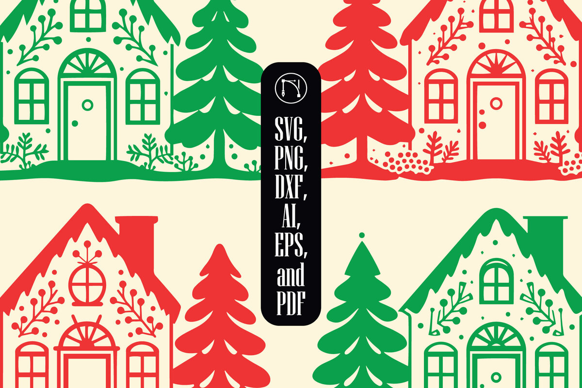 Intra απο ξύλο plywood 3mm-4mm πάχος - Πακέτο Cricutcut Christmas House  Δίασταση 4x4 cm INTRAFABR-84469712