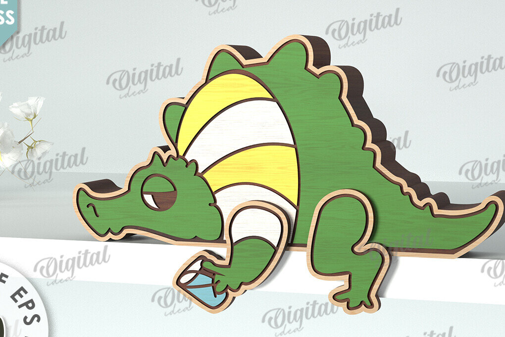 Intra απο ξύλο plywood 3mm-4mm πάχος - Crocodile Funny Decor  Δίασταση 30x20 cm INTRAFABR-117113677