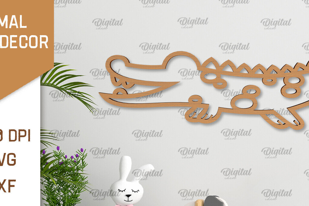 Intra απο ξύλο plywood 3mm-4mm πάχος - Κροκόδειλος Διακόσμηση Τοίχων Κοπή Laser Δίασταση 30x20 cm INTRAFABR-102463658