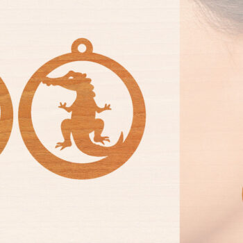 Intra απο ξύλο plywood 3mm-4mm πάχος - Σκουλαρίκια από κροκόδειλο ξύλο κοπής με λέιζερ Δίασταση 3x3 cm INTRAFABR-98726030 - Image 1