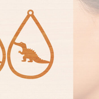 Intra απο ξύλο plywood 3mm-4mm πάχος - Σκουλαρίκια από κροκόδειλο ξύλο κοπής με λέιζερ Δίασταση 3x3 cm INTRAFABR-98725623 - Image 1