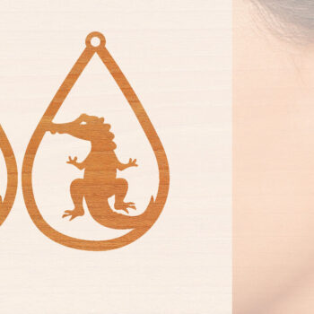 Intra απο ξύλο plywood 3mm-4mm πάχος - Σκουλαρίκια από κροκόδειλο ξύλο κοπής με λέιζερ Δίασταση 3x3 cm INTRAFABR-98725680 - Image 1