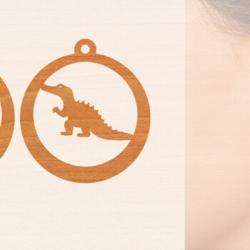 Intra απο ξύλο plywood 3mm-4mm πάχος - Σκουλαρίκια από κροκόδειλο ξύλο κοπής με λέιζερ Δίασταση 3x3 cm INTRAFABR-98725974 - Image 1