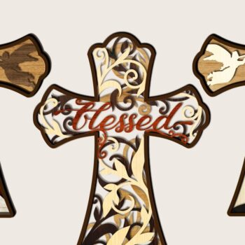 Intra απο ξύλο plywood 3mm-4mm πάχος - CROSS 3D Bundle Religious Layered Δίασταση 9x12 cm INTRAFABR-30916008 - Image 4