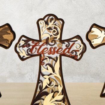 Intra απο ξύλο plywood 3mm-4mm πάχος - CROSS 3D Bundle Religious Layered Δίασταση 9x12 cm INTRAFABR-30916008 - Image 5