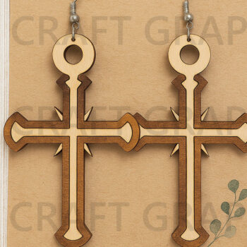 Intra απο ξύλο plywood 3mm-4mm πάχος - Σταυρός και Σκουλαρίκια Καρδιά – Faith Jewelry Δίασταση 3x3 cm INTRAFABR-124957742 - Image 1