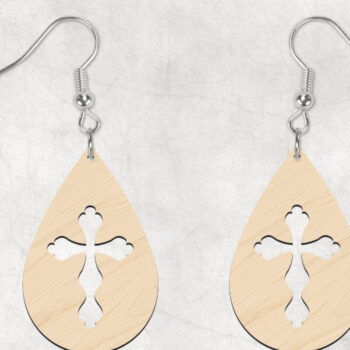 Intra απο ξύλο plywood 3mm-4mm πάχος - Σκουλαρίκια Cross Boho Δίασταση 3x3 cm INTRAFABR-28867986 - Image 2