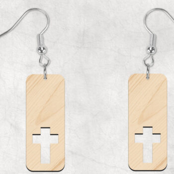 Intra απο ξύλο plywood 3mm-4mm πάχος - Σκουλαρίκια Cross Boho Δίασταση 3x3 cm INTRAFABR-28929243 - Image 2