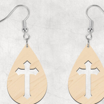 Intra απο ξύλο plywood 3mm-4mm πάχος - Σκουλαρίκια Cross Boho Δίασταση 3x3 cm INTRAFABR-28867653 - Image 2