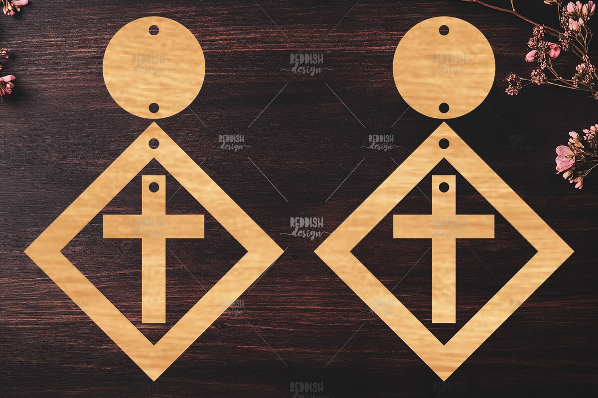 Intra απο ξύλο plywood 3mm-4mm πάχος - Σταυρωτά σκουλαρίκια Laser Cut  Δίασταση 3x3 cm INTRAFABR-118942578