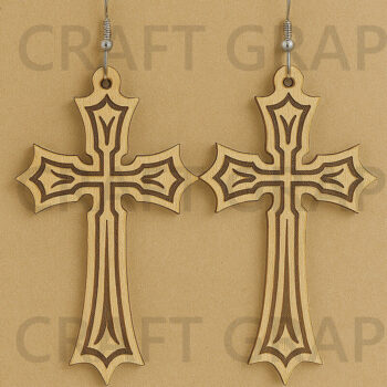 Intra απο ξύλο plywood 3mm-4mm πάχος - Cross Faith Earrings – Laser Cut Δίασταση 3x3 cm INTRAFABR-124681818 - Image 1