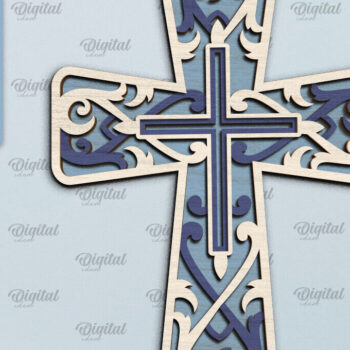 Intra απο ξύλο plywood 3mm-4mm πάχος - Cross Laser Cut. Multilayer Cross Δίασταση 30x20 cm INTRAFABR-92251107 - Image 1