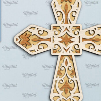 Intra απο ξύλο plywood 3mm-4mm πάχος - Cross Laser Cut. Multilayer Cross  Δίασταση 30x20 cm INTRAFABR-92250657 - Image 1