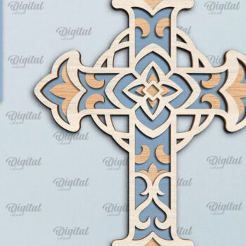 Intra απο ξύλο plywood 3mm-4mm πάχος - Cross Laser Cut. Multilayer Cross  Δίασταση 30x20 cm INTRAFABR-92250906 - Image 1