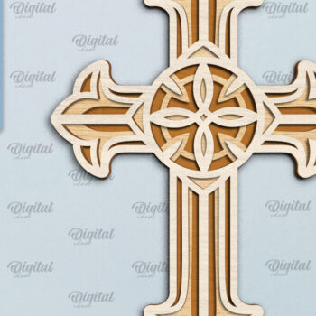 Intra απο ξύλο plywood 3mm-4mm πάχος - Cross Laser Cut. Multilayer Cross  Δίασταση 30x20 cm INTRAFABR-92250983 - Image 1