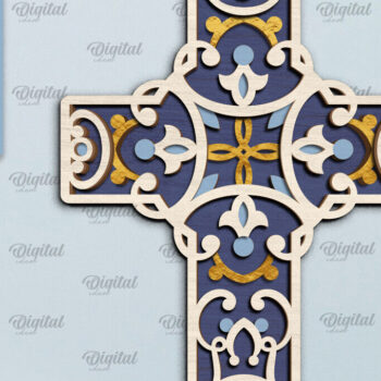 Intra απο ξύλο plywood 3mm-4mm πάχος - Cross Laser Cut. Multilayer Cross  Δίασταση 30x20 cm INTRAFABR-92250389 - Image 1