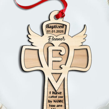 Intra απο ξύλο plywood 3mm-4mm πάχος - Σταυρό γράμμα E λέιζερ στολίδι Μονόγραμμα Δίασταση 6x6 cm INTRAFABR-116588710 - Image 2