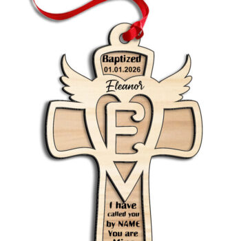 Intra απο ξύλο plywood 3mm-4mm πάχος - Σταυρό γράμμα E λέιζερ στολίδι Μονόγραμμα Δίασταση 6x6 cm INTRAFABR-116588710 - Image 3